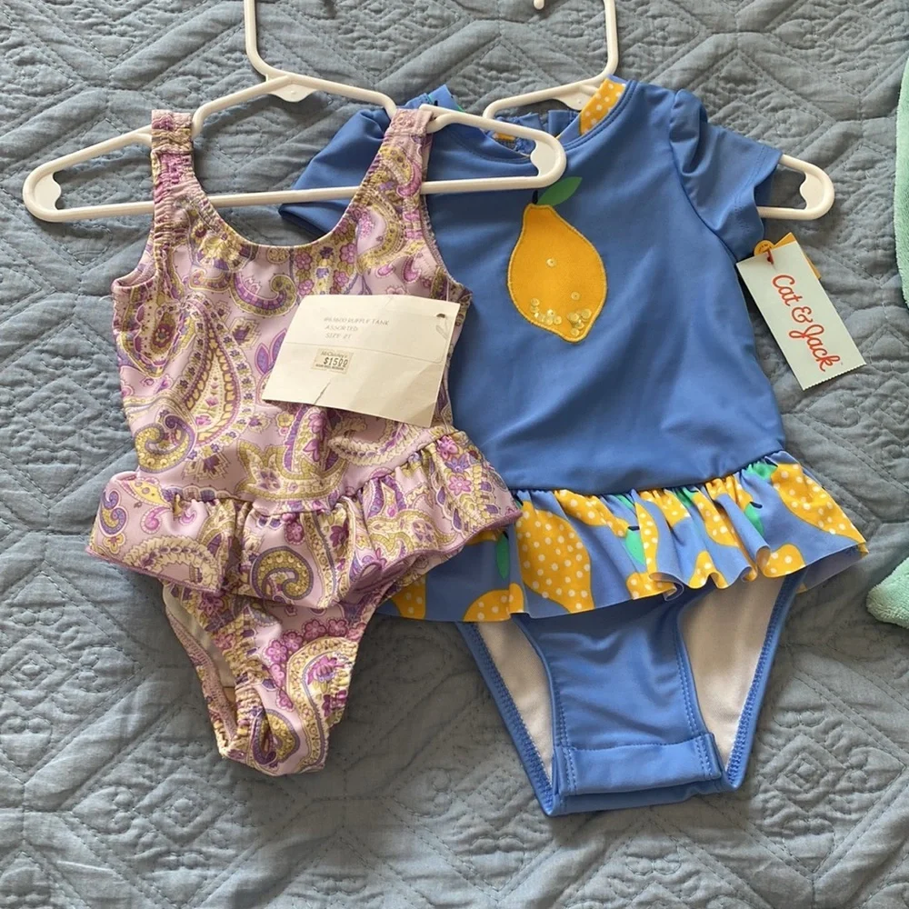 Baby Girl Ruffle Purple One Piece Swim Suit